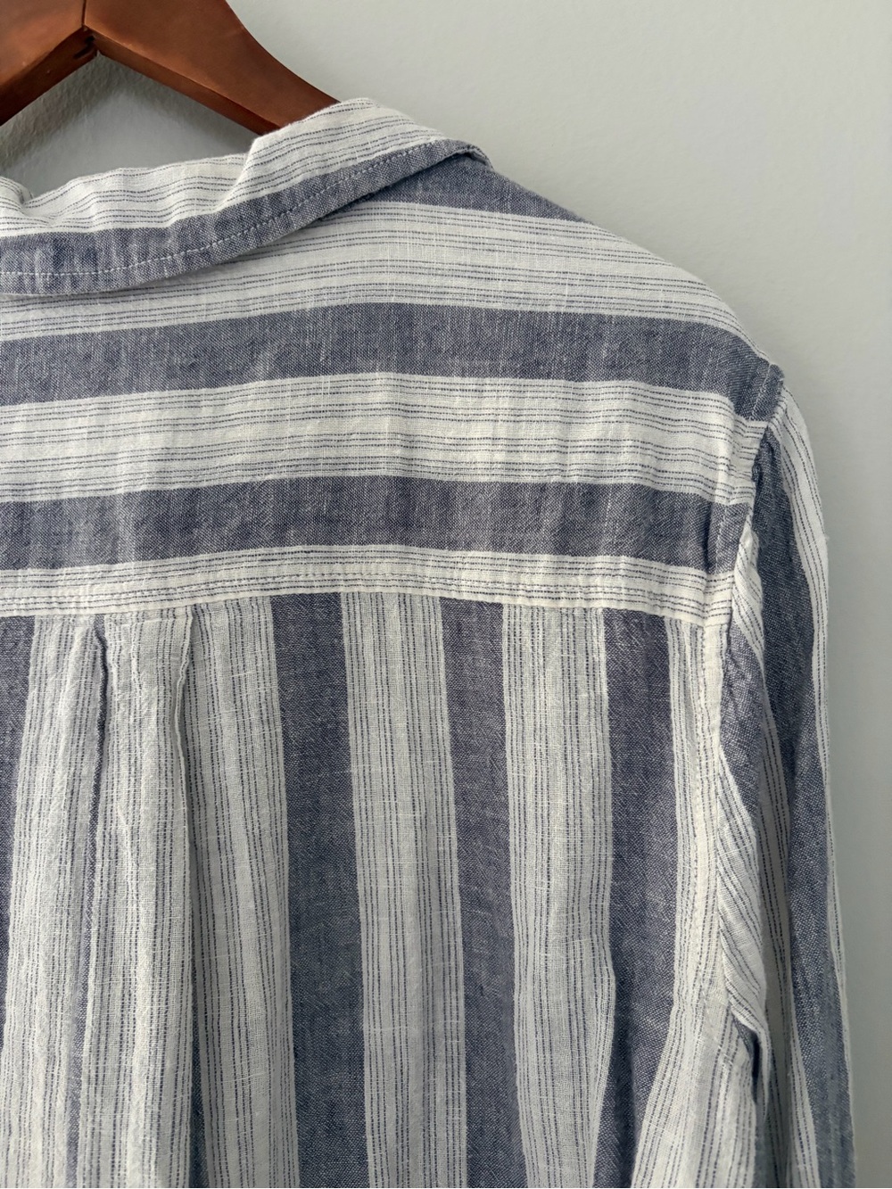 Linen Cotton Tunic Blouse Top Striped White Grey Breathable by BeachLunchLounge - Picture 7 of 17